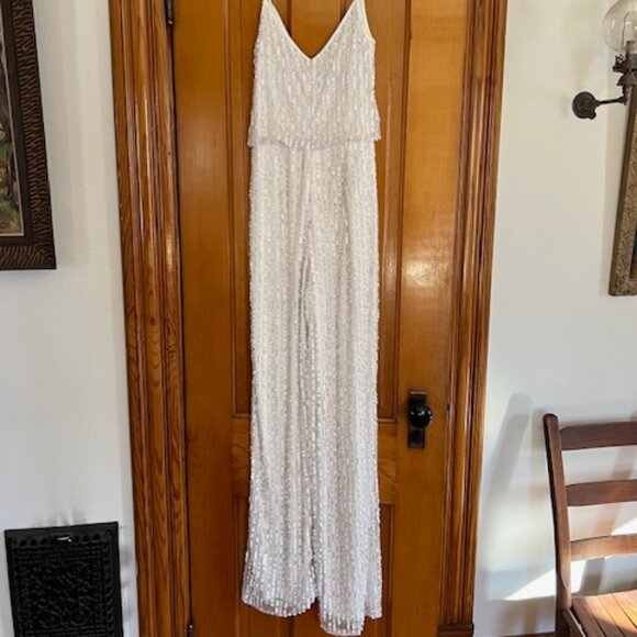 DB STUDIO Spaghetti Strap Sequin Blouson Jumpsuit Woman's Size 2 - Picture 6 of 16